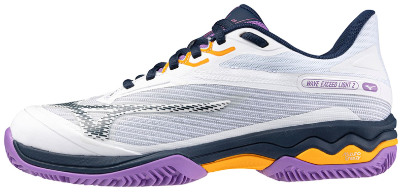 Mizuno Sport WAVE EXCEED LIGHT 2 Padel - White/Dress Blues/Hyacinth (Grösse: UK 7+)