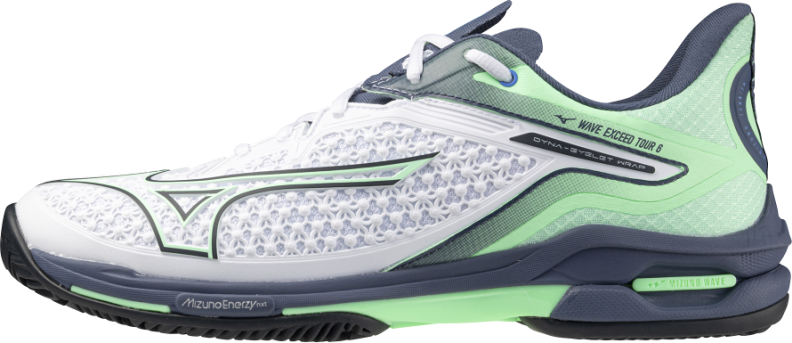 Mizuno Sport WAVE EXCEED TOUR 6 CC Tennis - white/india ink/neo mint (Grösse: UK 7+)