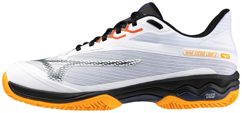 Mizuno Sport Wave Exceed Light 2 Padel CC M Tennis Men Clay Court - White/Dress Blues/Carrot Curl (Grösse: UK 10.5)