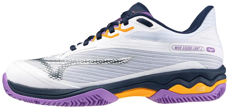 Mizuno Sport Wave Exceed Light 2 Padel CC W Tennis Women Clay Court - White/Dress Blues/Hyacinth (Grösse: UK 7.5)